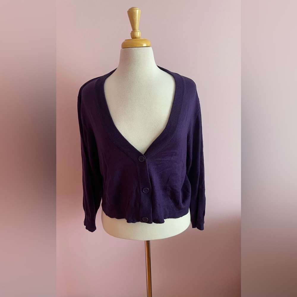 Purple Button-Up Cardigan
